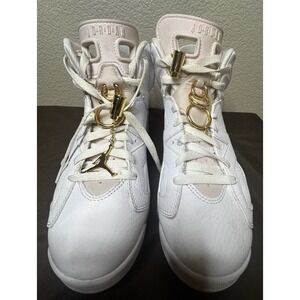 "Nike Air Jordan 6 Gold Hoops Women's 9 (Men 7.5) White Sneakers"